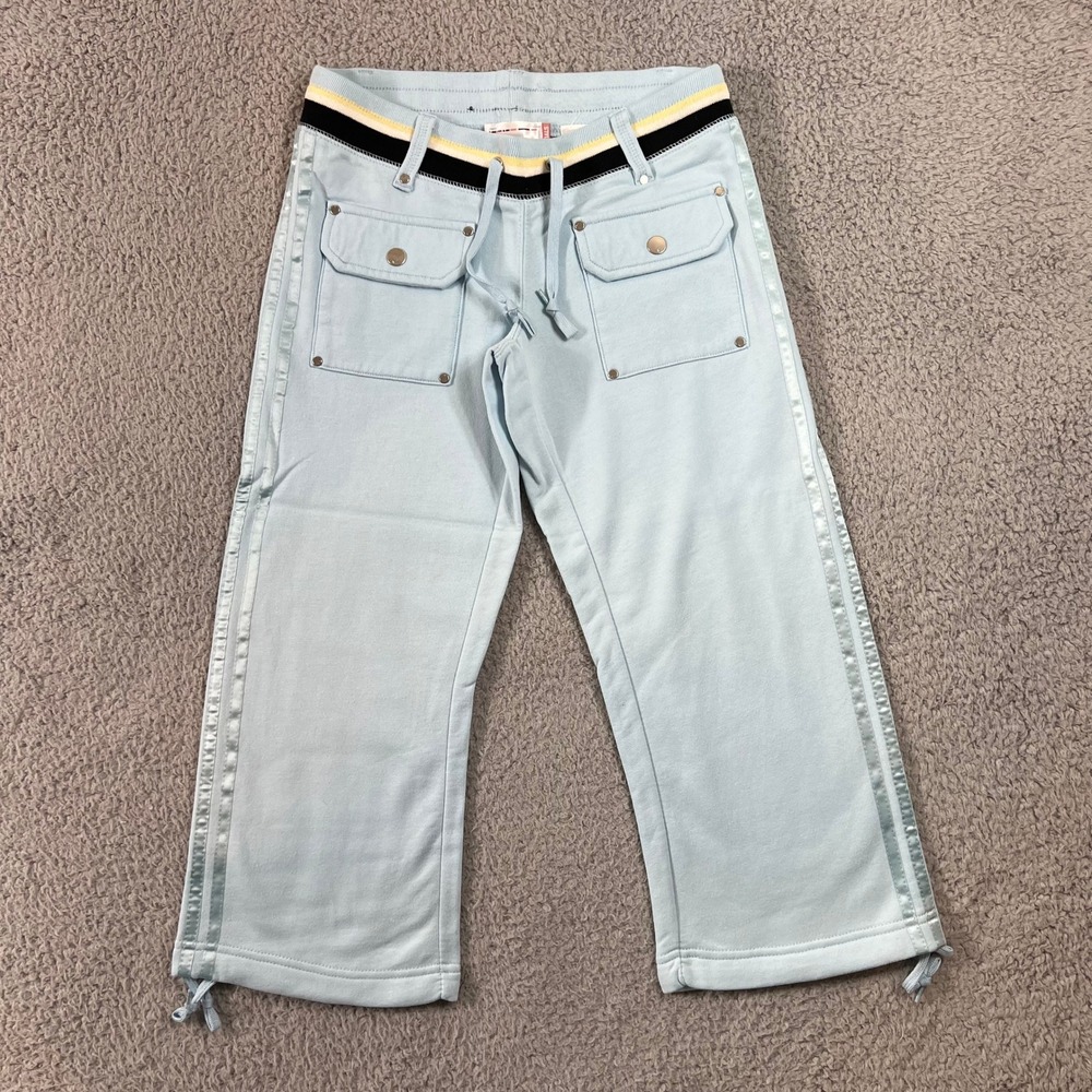 Triple Five Soul Cropped Pants Vintage Light Blue‎ Sweatpants Women's XS NWT